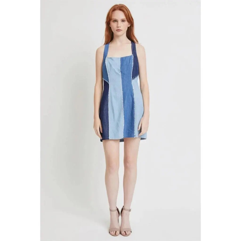 Patchwork Denim Outfit Mini Dress - Epicplacess