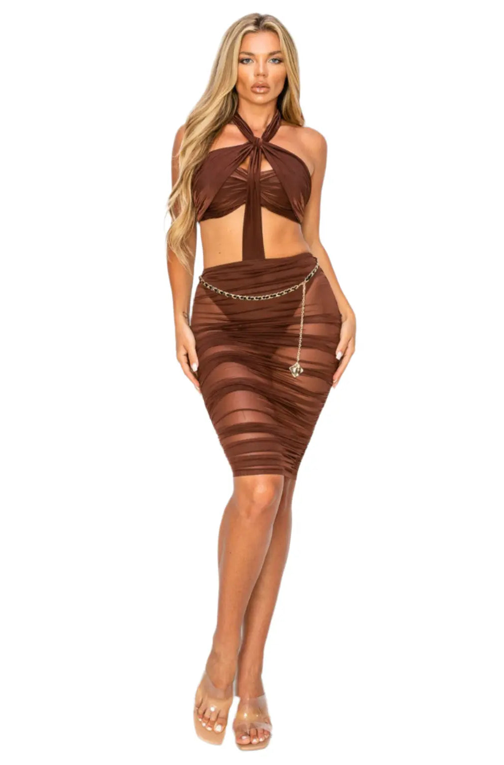 Bandeau V Bar Gathered Hip Midi Dress - Epicplacess