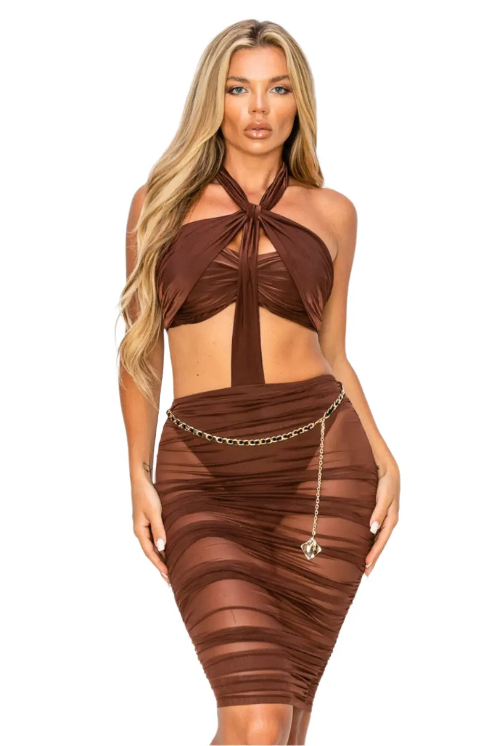 Bandeau V Bar Gathered Hip Midi Dress - Epicplacess