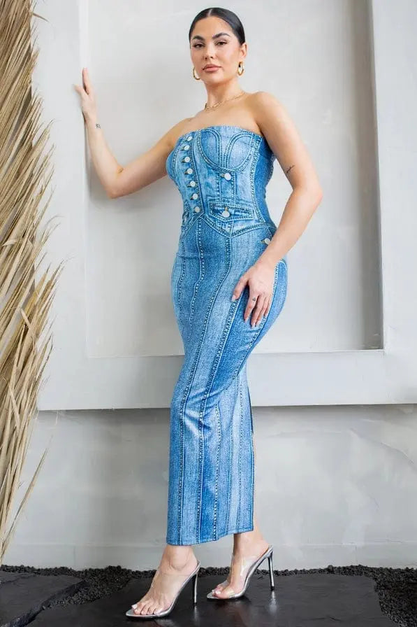 Midnight Luxe Amazon Denim Dress - Epicplacess