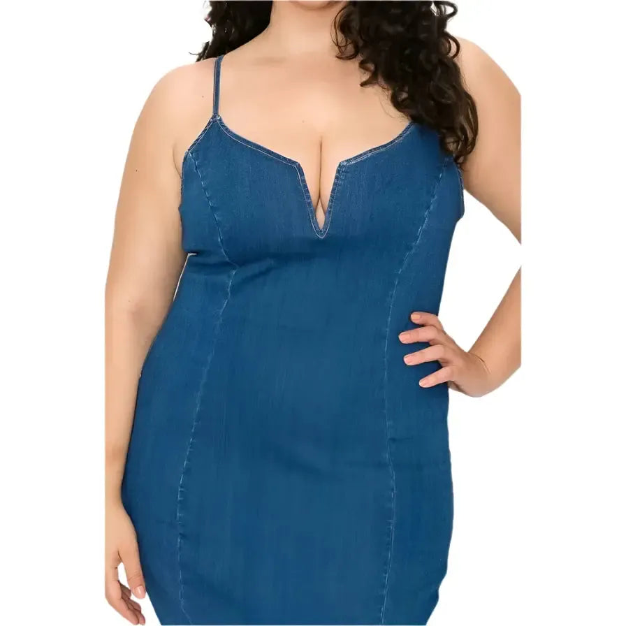 Denim mini dress back view - Epicplacess