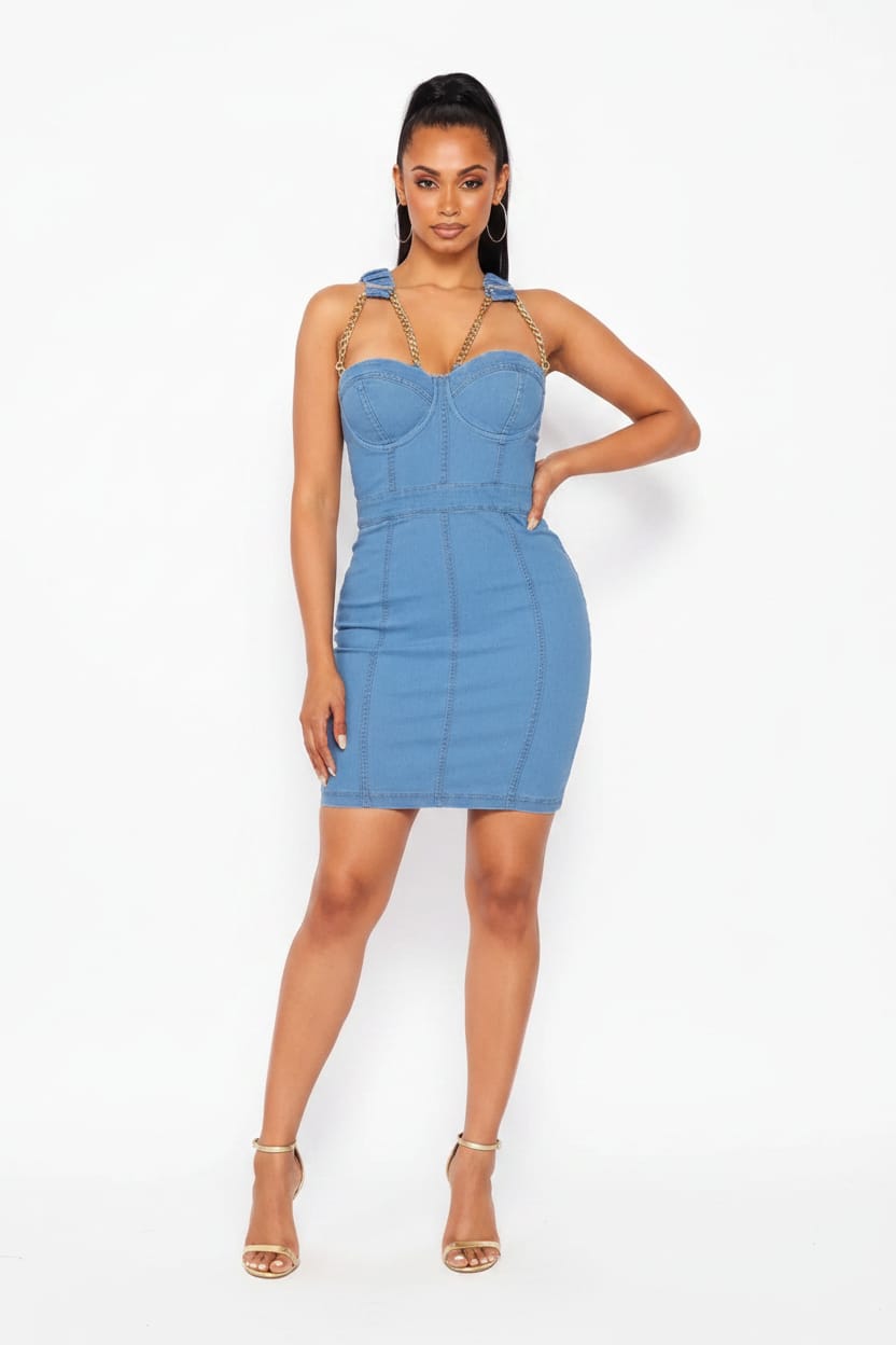 Light blue denim mini dress - Epicplacess
