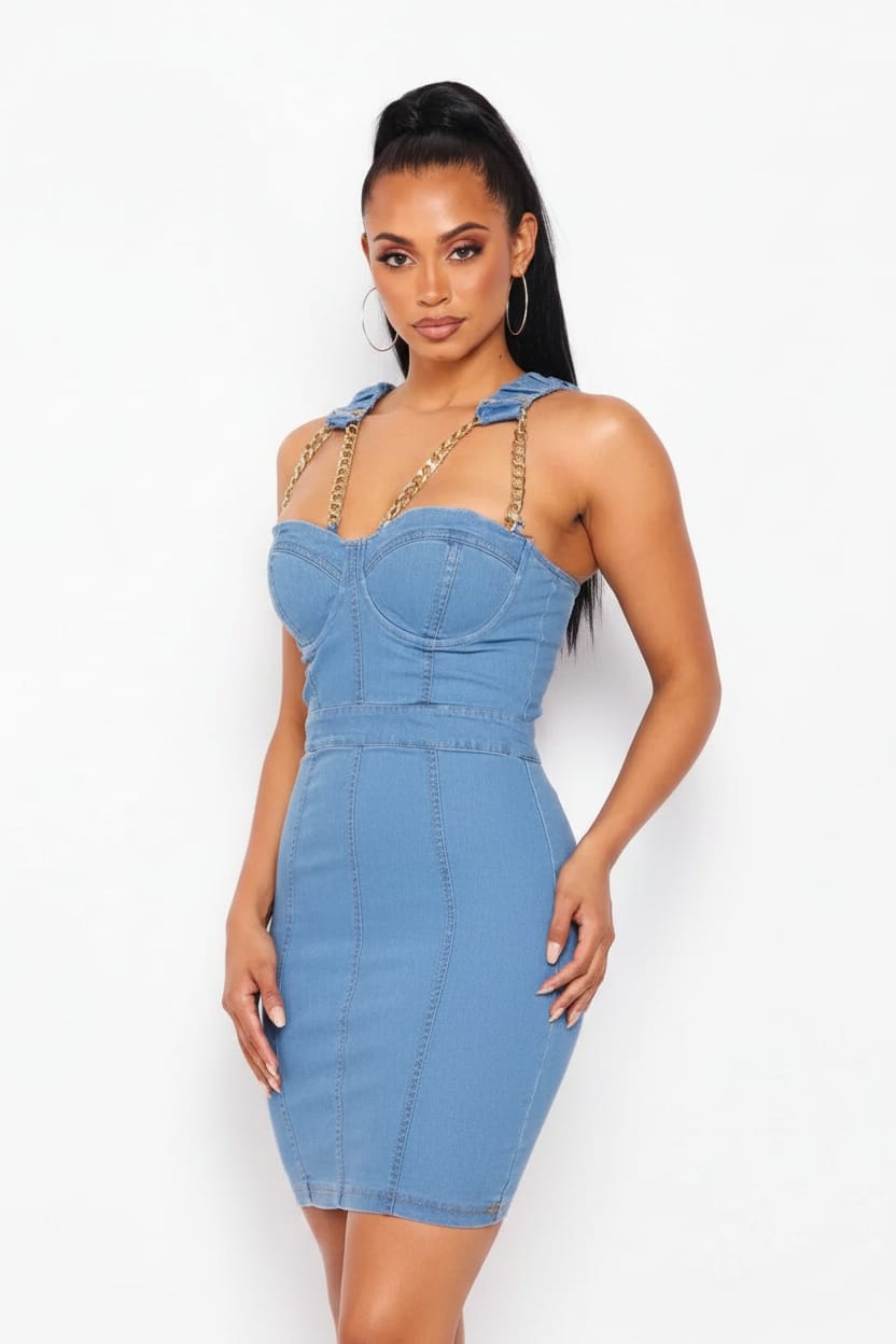 Denim mini dress detail - Epicplacess