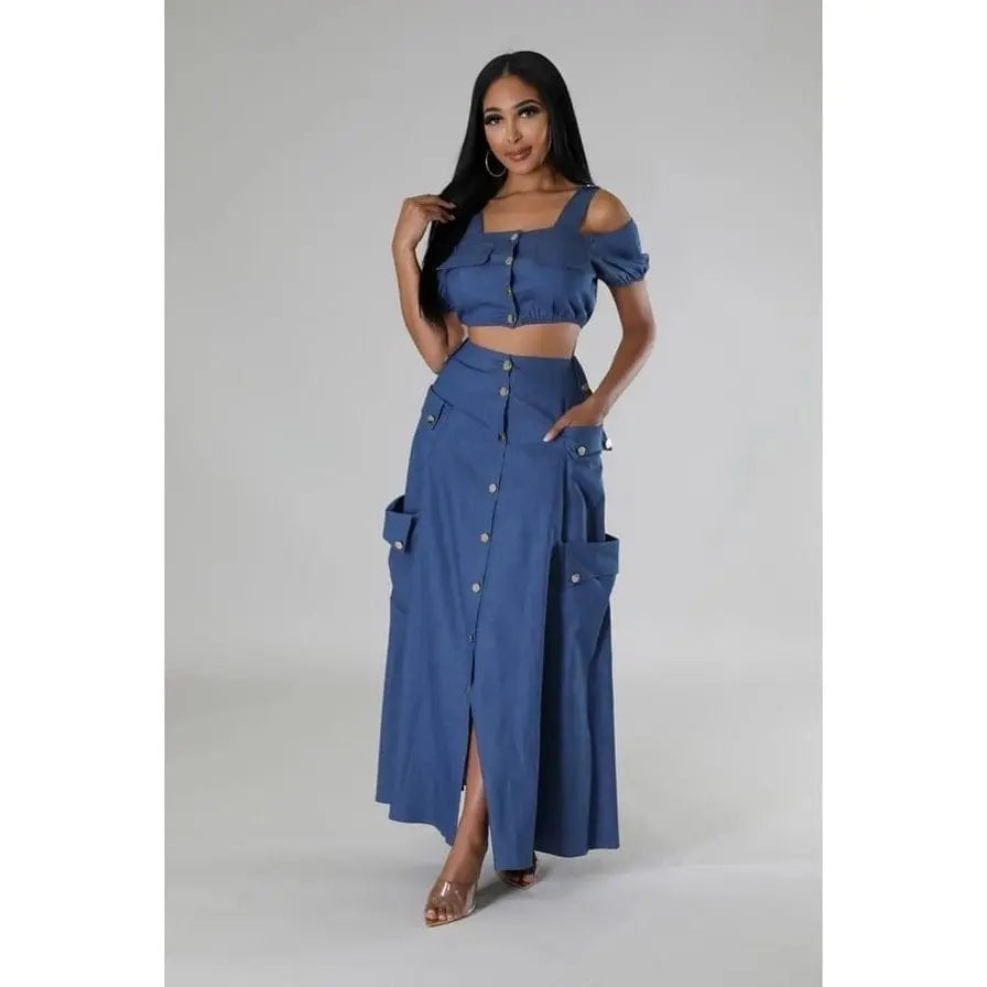 Night Angel Skirt Set With Off shoulder Crop Top Dress Epicplacess