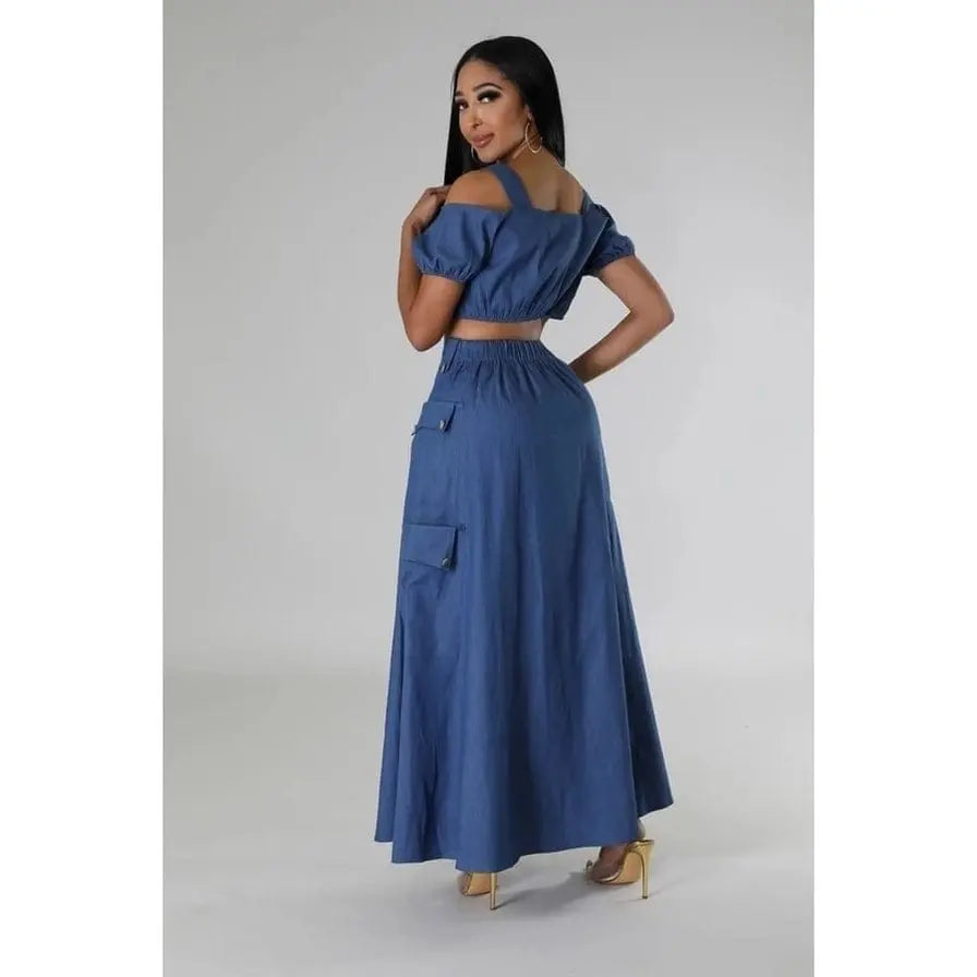 Night Angel Skirt Set With Off shoulder Crop Top Dress Epicplacess