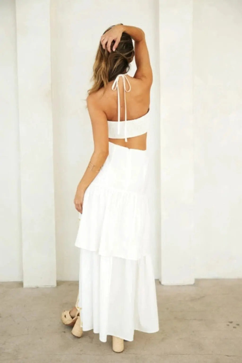 Time embroidery Maxi Dress Off White - Epicplacess