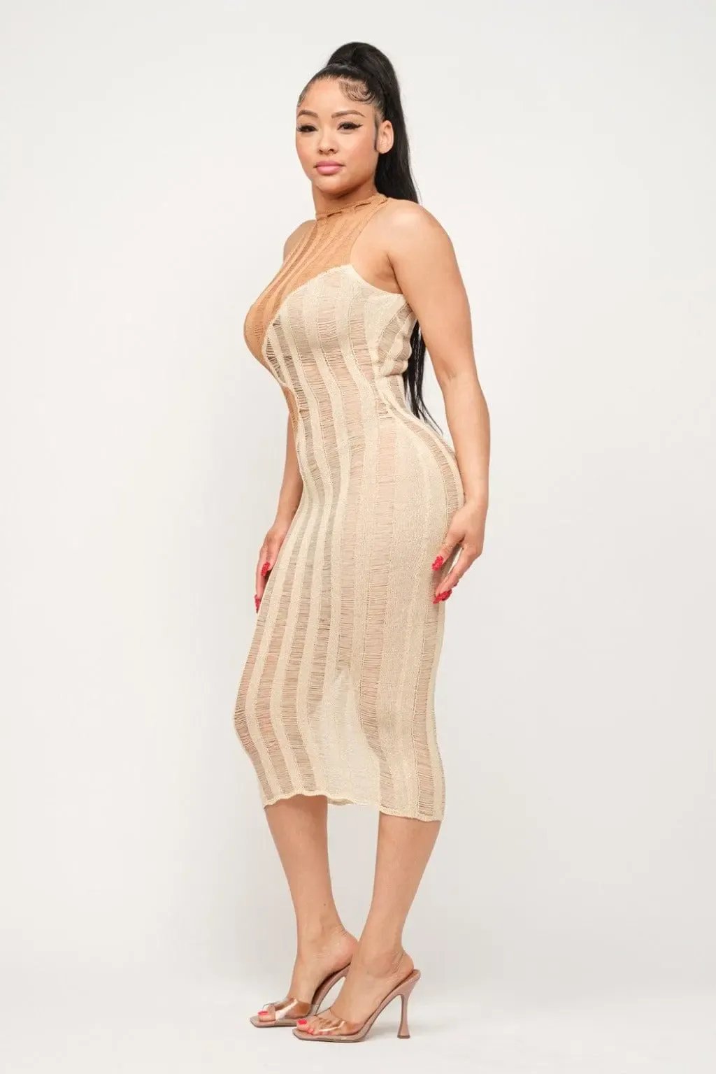 Mocha cover-up maxi dress detail - Epicplacess