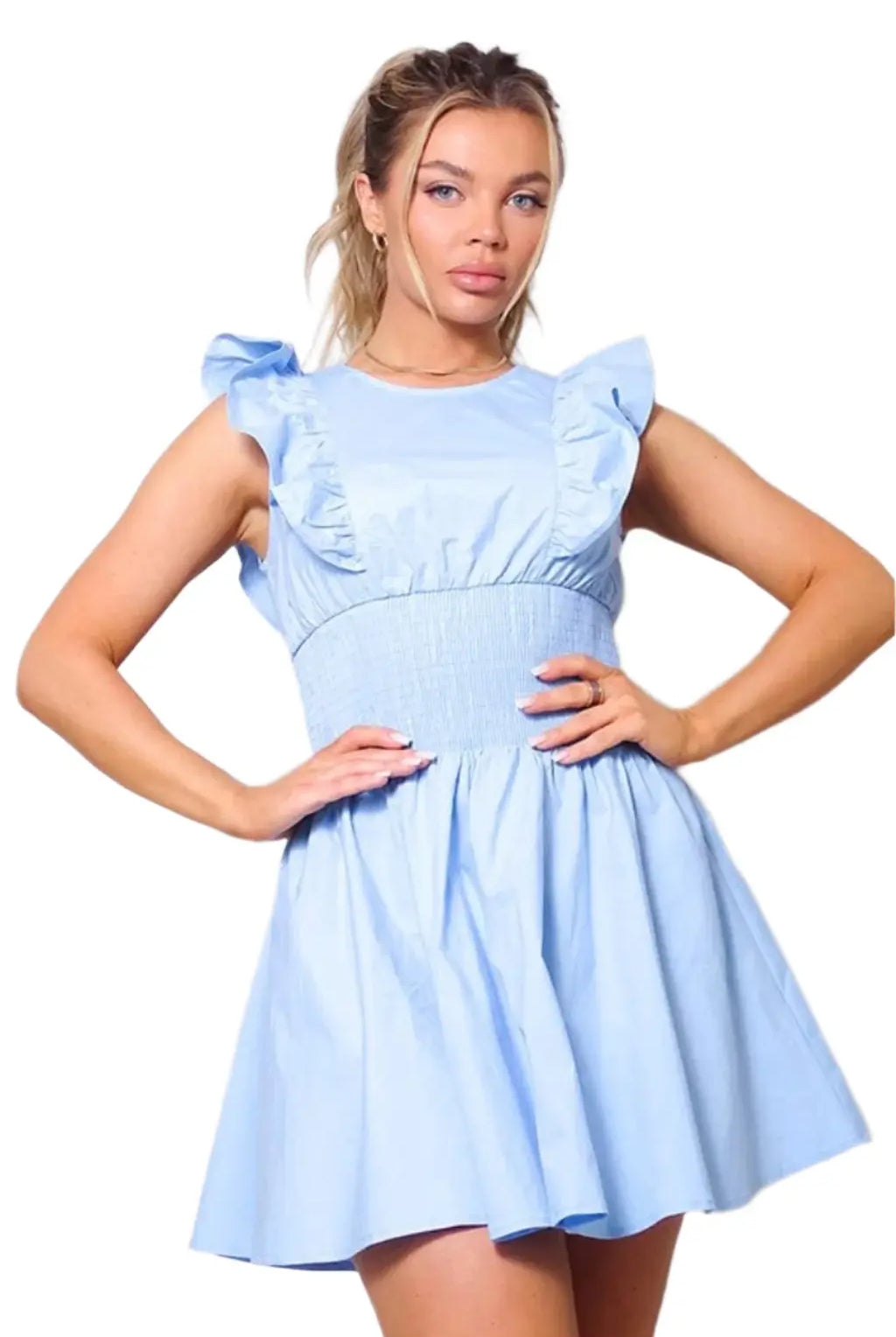 Carolina Ruffled Mini Dress Dress Epicplacess S Blue