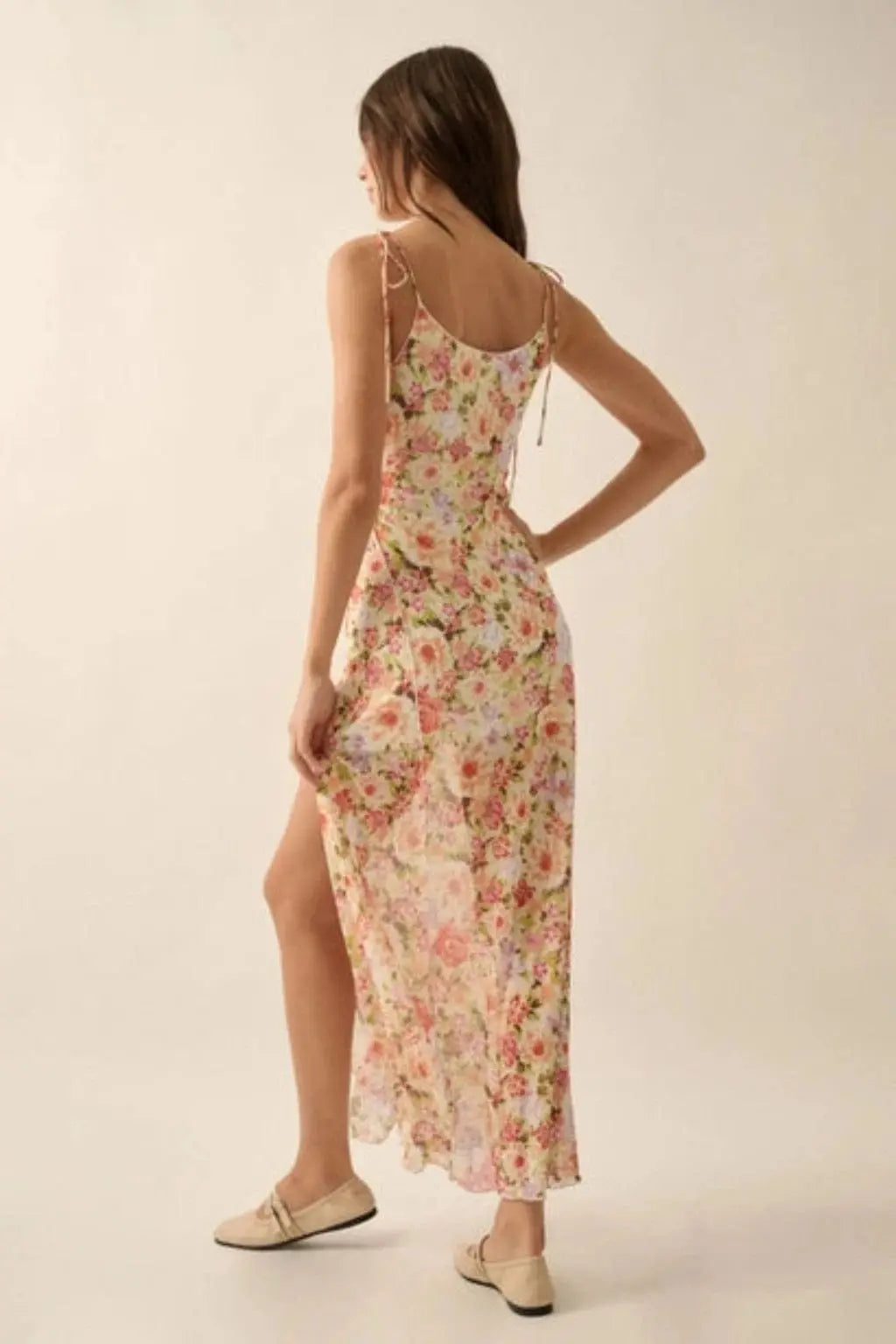 Floral Time Black Mesh Maxi Dress Dress Epicplacess S Cream