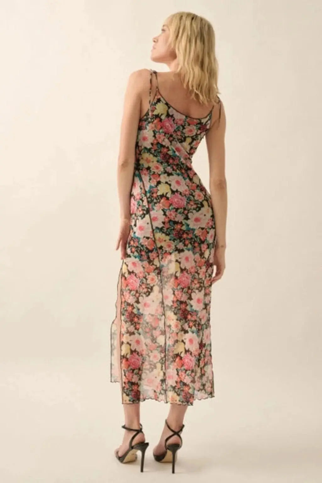 Floral Time Black Mesh Maxi Dress Dress Epicplacess L Black