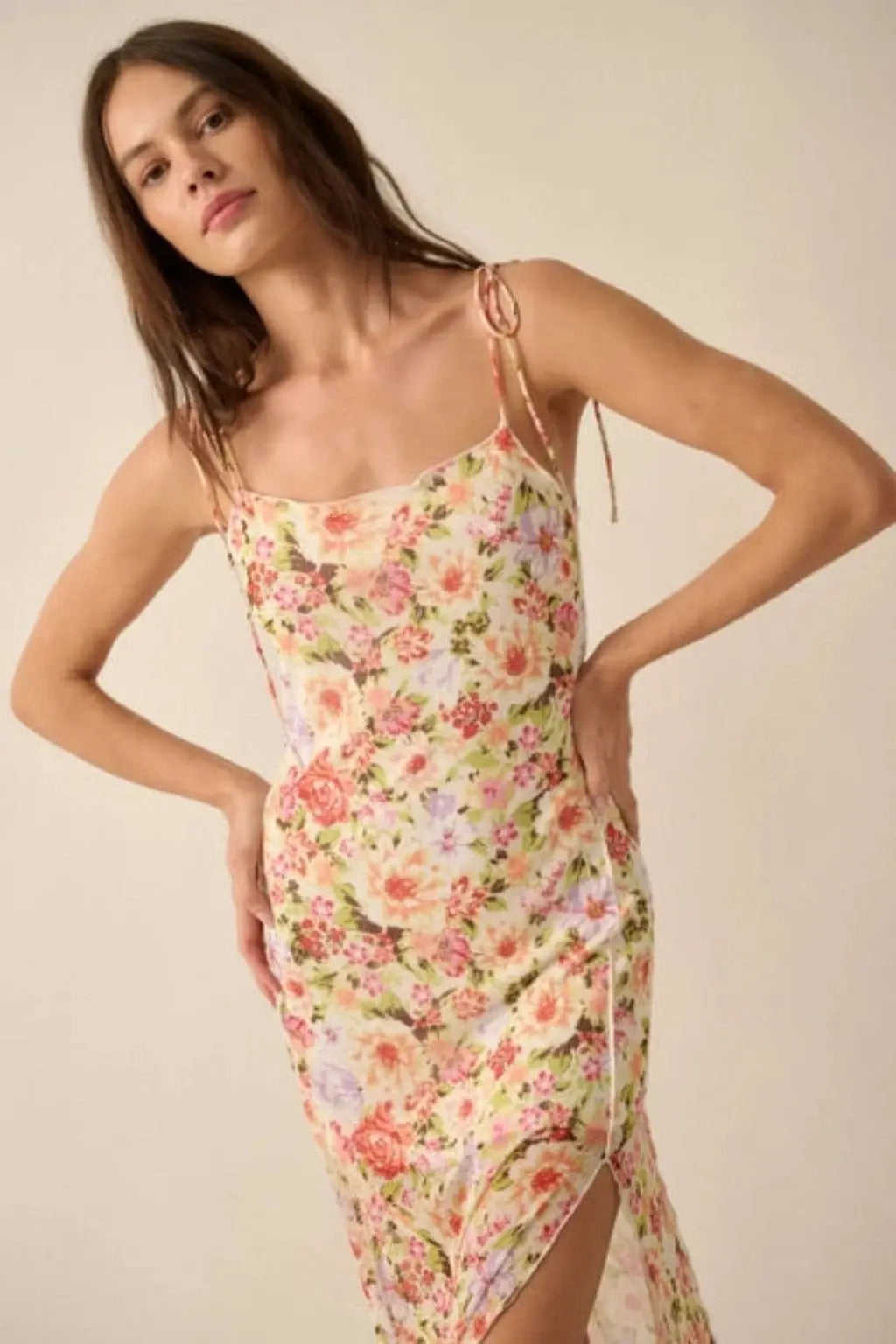 Floral Time Black Mesh Maxi Dress Dress Epicplacess M Cream