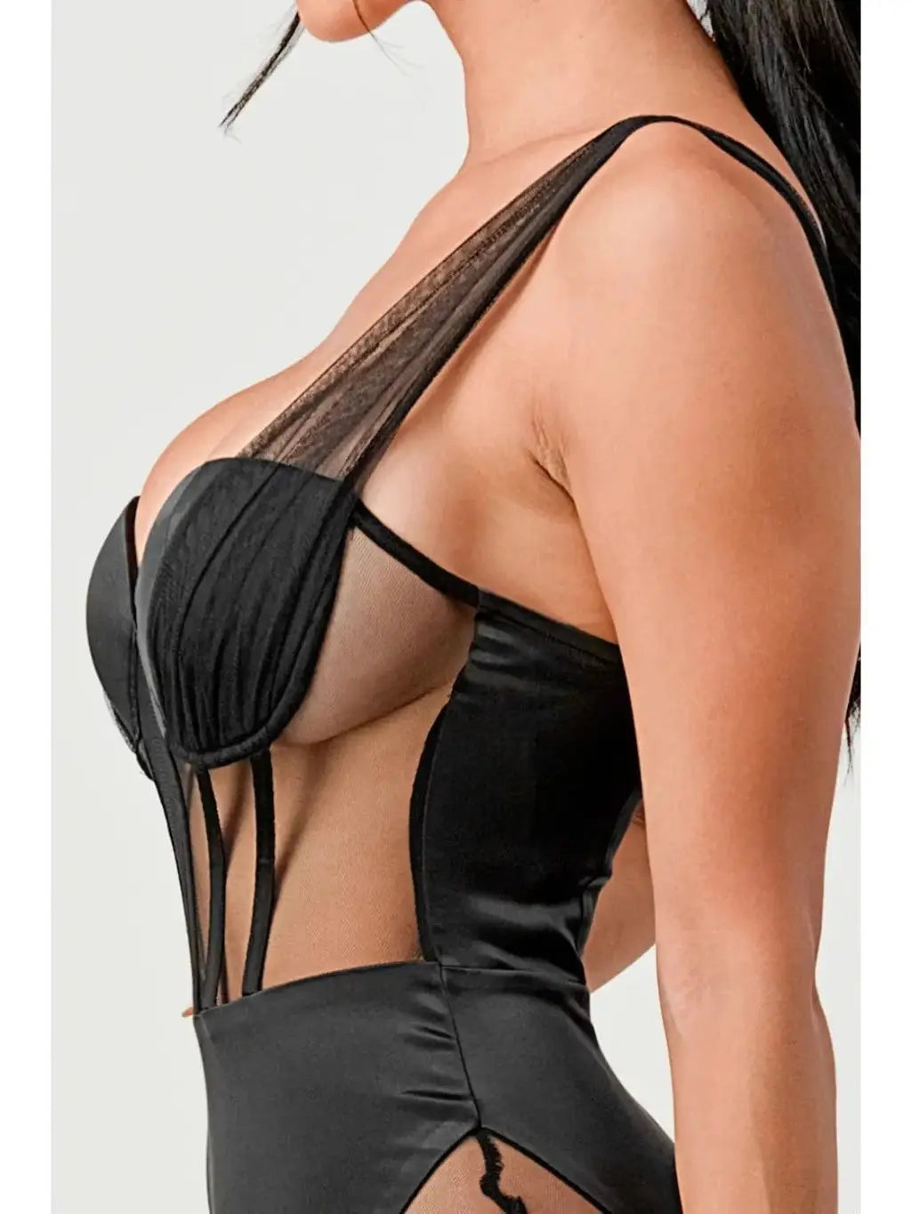 Gabriel Micro Mesh Midi Dress - Black - Epicplacess