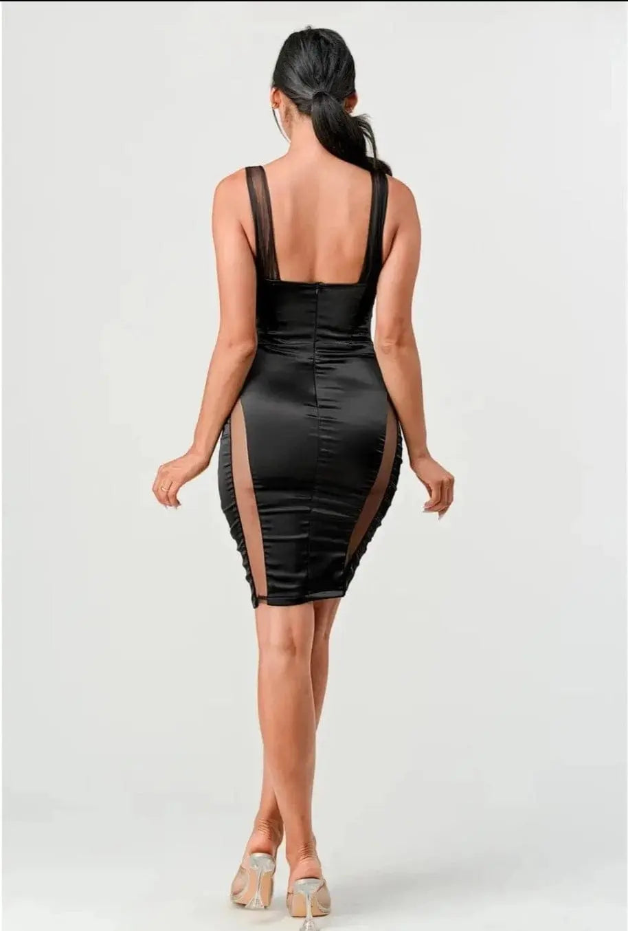 Gabriel Micro Mesh Midi Dress - Black - Epicplacess