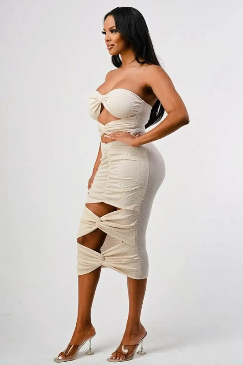 Black tube midi dress back view - Epicplacess