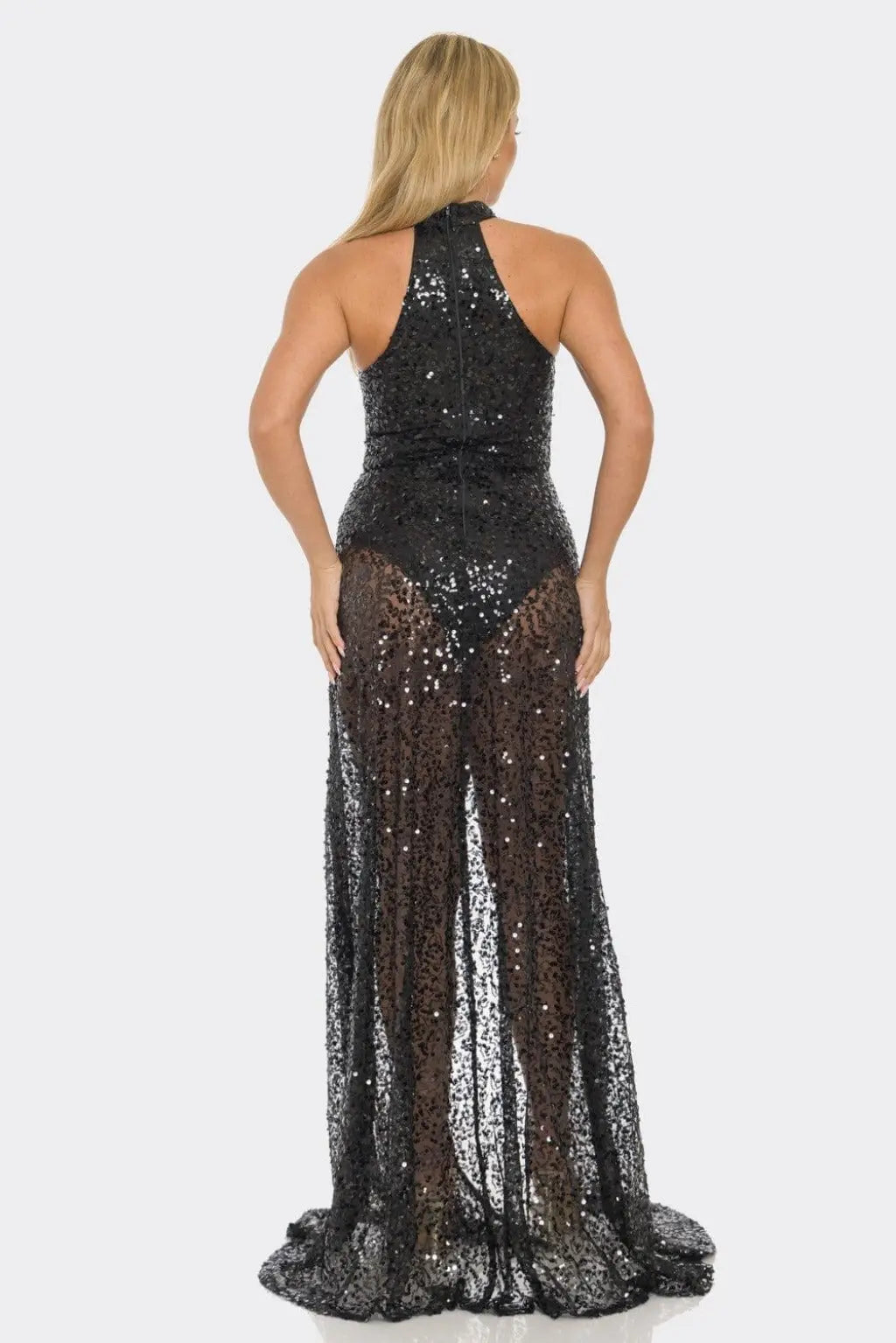 Mirror Off Mesh Velvet Maxi Dress - Epicplacess
