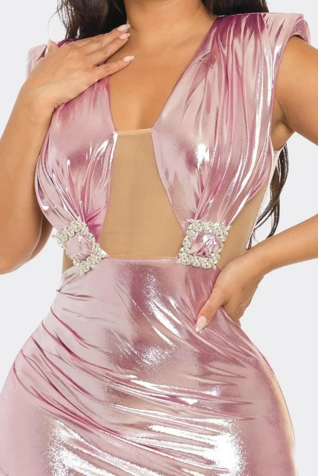 Shiny Metallic Maxi Dress - Black - Epicplacess
