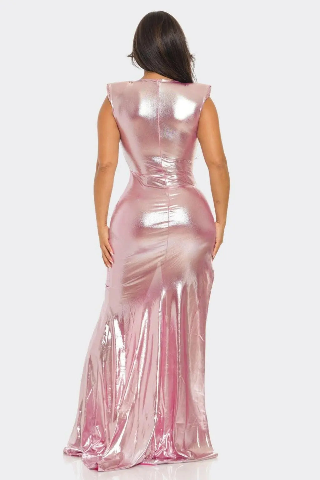 Shiny Metallic Maxi Dress - Black - Epicplacess