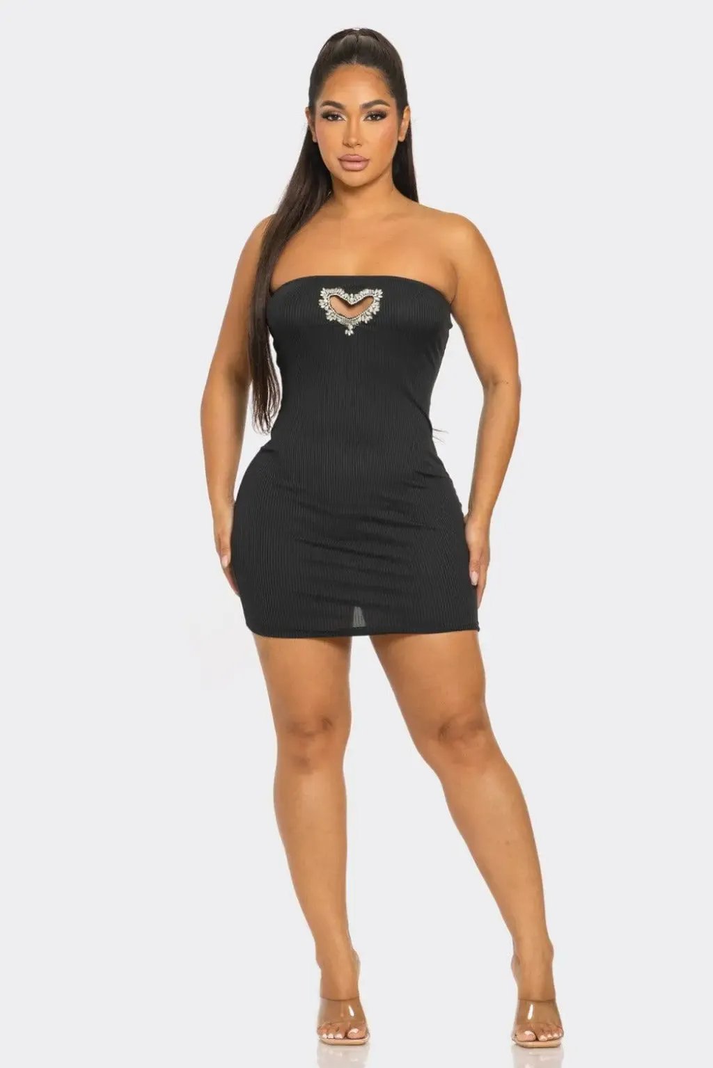 Black ribbed tube mini dress - Epicplacess