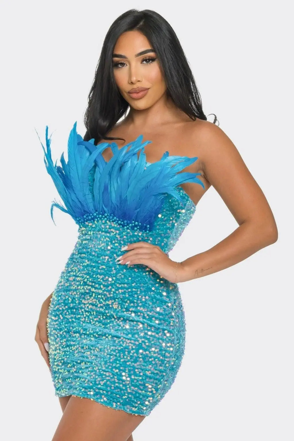 Queen Sequin Mini Dress - Hot Blue - Epicplacess