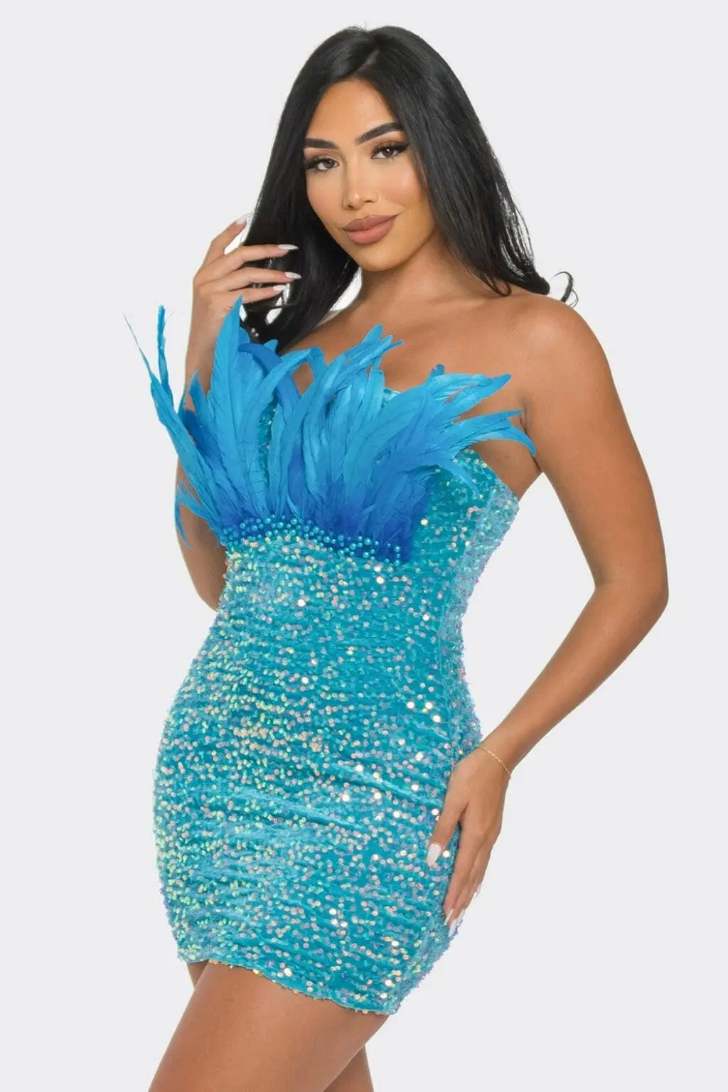 Queen Sequin Mini Dress - Hot Blue - Epicplacess