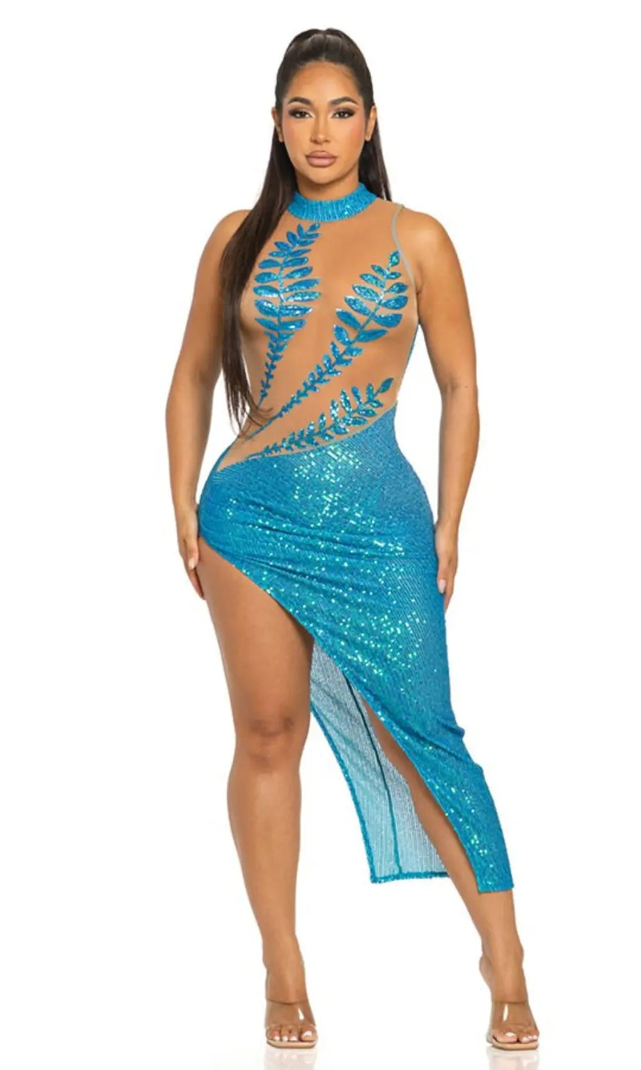 Seeker Sequin Maxi Dress-Blue - Epicplacess