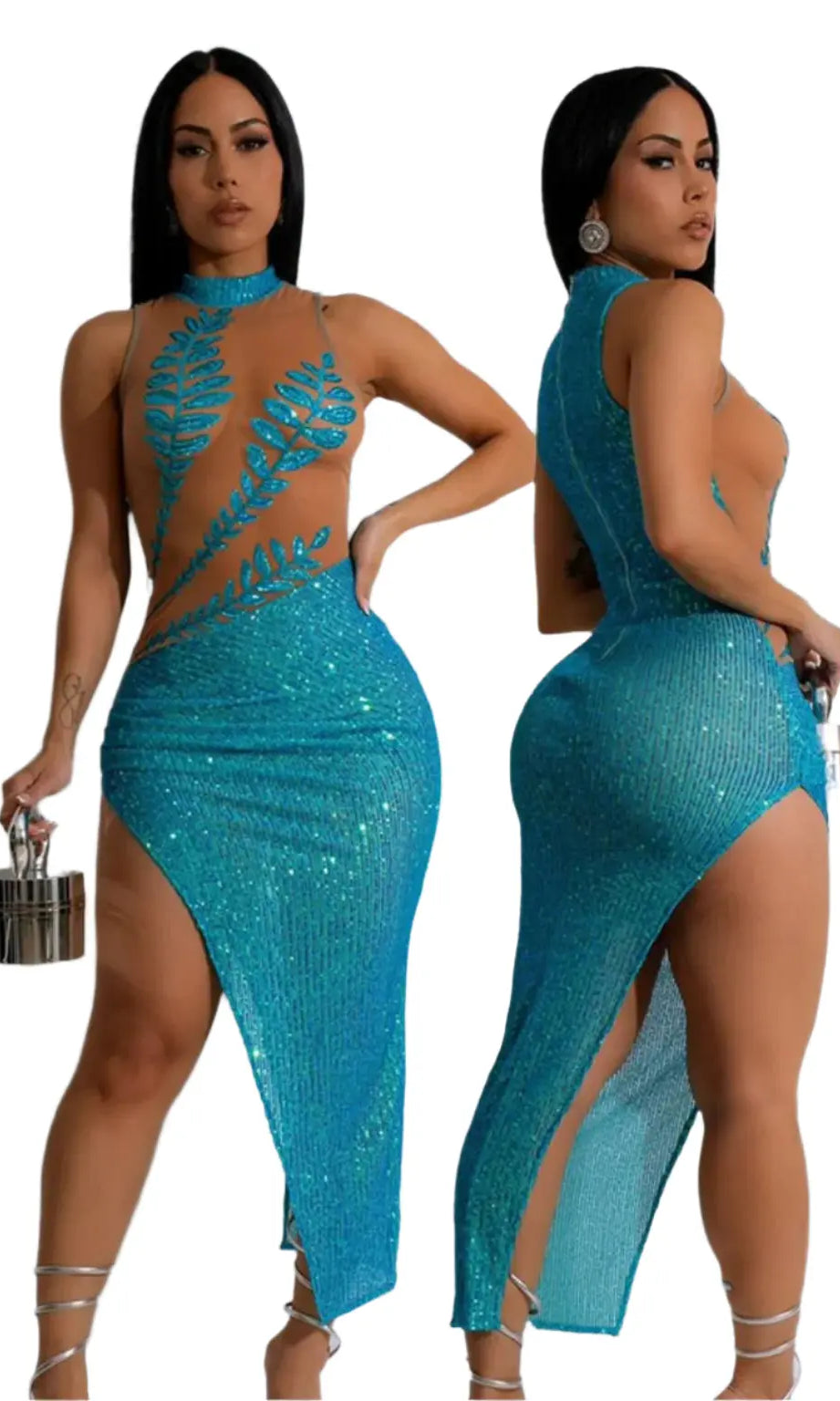 Seeker Sequin Maxi Dress-Blue - Epicplacess