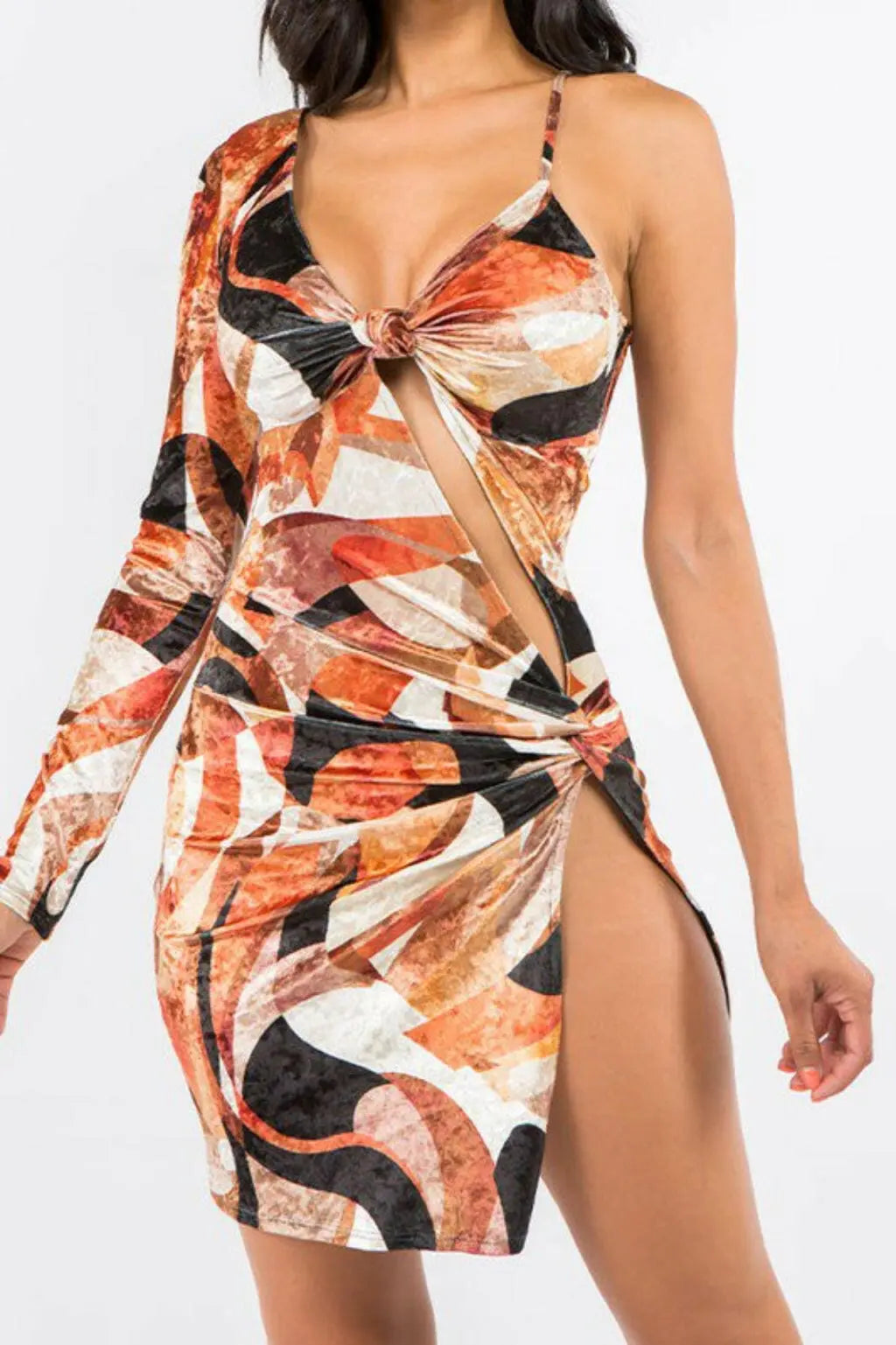Velvet Print Eliana Mini Dress - Brown Dress Epicplacess S Brown