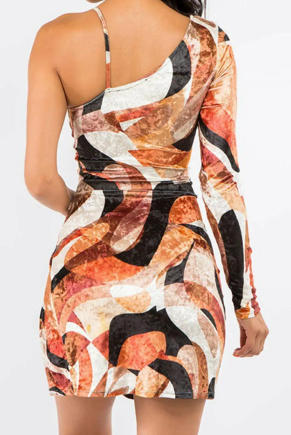 Velvet Print Eliana Mini Dress - Brown Dress Epicplacess