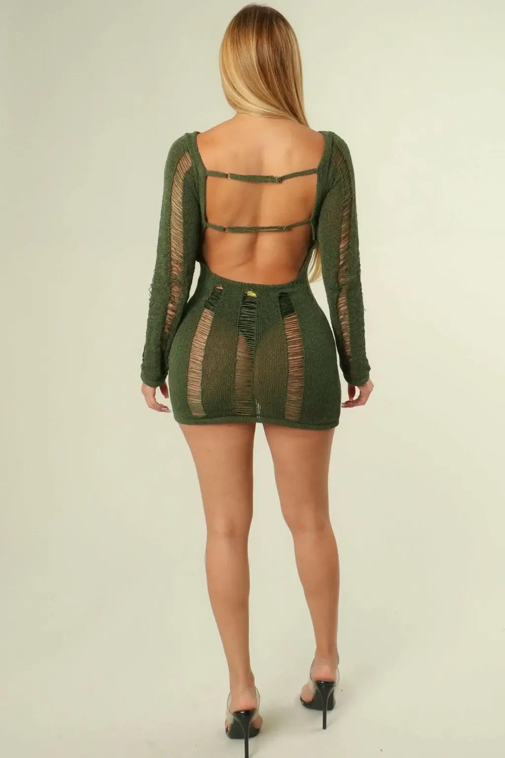 Striped mini dress front view - Epicplacess