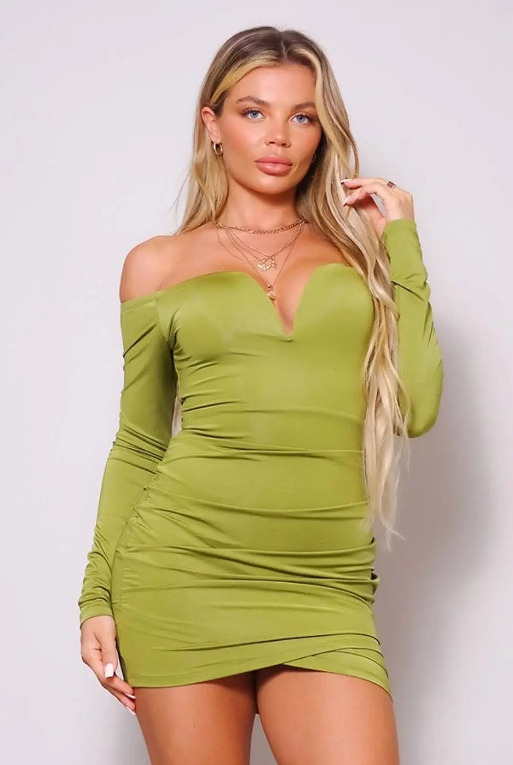 Maura Off Shoulder Mini Dress Dress Epicplacess S Green