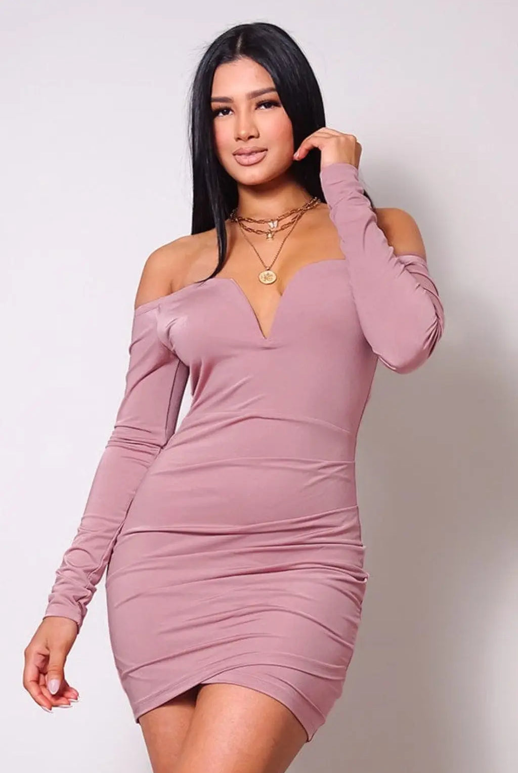Maura Off Shoulder Mini Dress Dress Epicplacess S Dusty Plum
