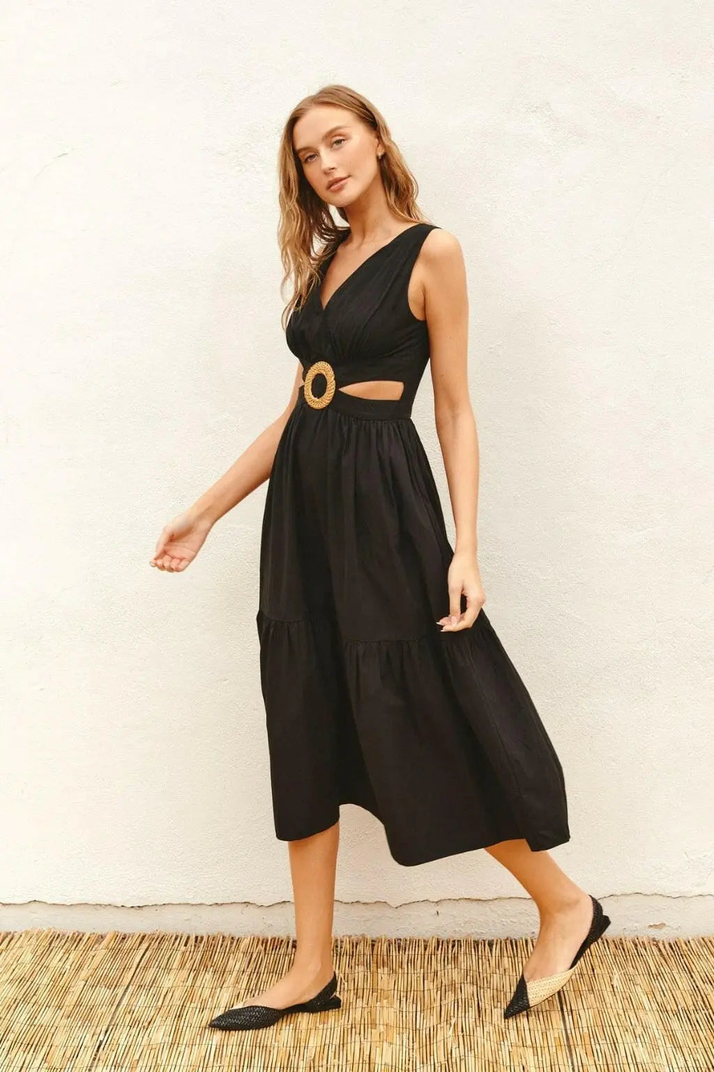 O Ring Cutout Halter Maxi Dress - Green - Epicplacess