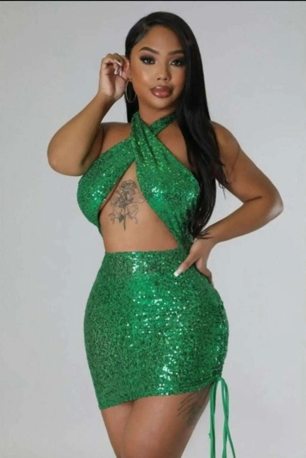 Vera Sheer Sequin Mini Dress - Green Dress Epicplacess S Green