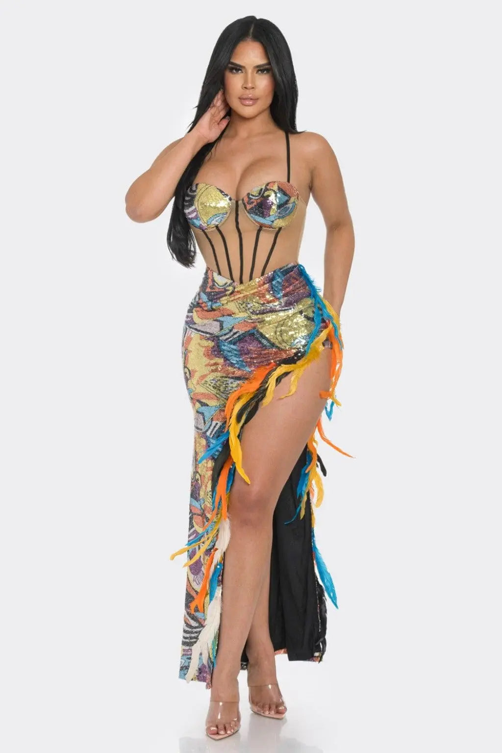 Multi maxi dress outfit view - Epicplacess