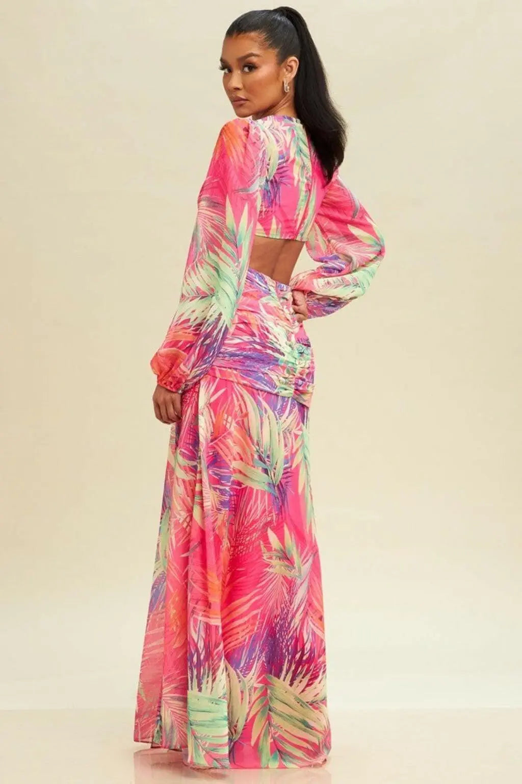 Sunrise Chiffon Floral Maxi Dress - Pink Dress Epicplacess S Pink