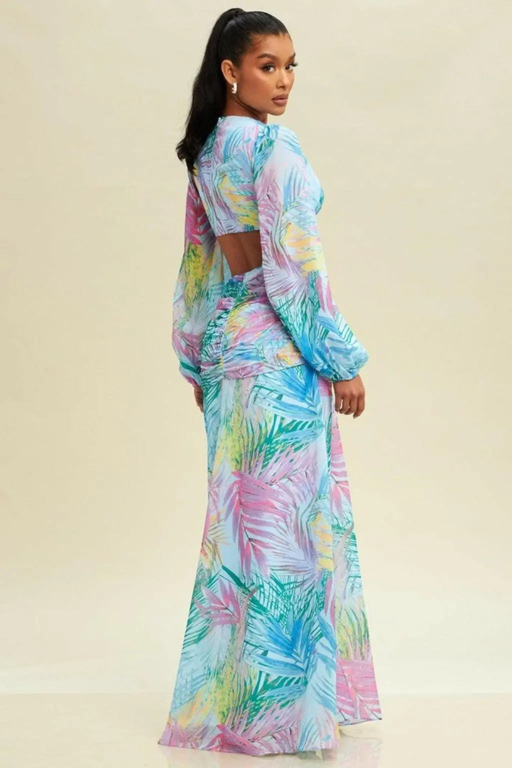 Sunrise Chiffon Floral Maxi Dress - Pink Dress Epicplacess S Blue