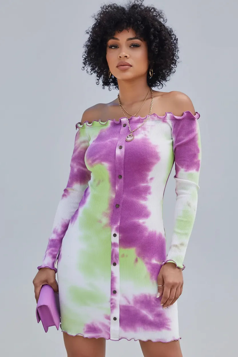 Purple tie-dye dress side view - Epicplacess