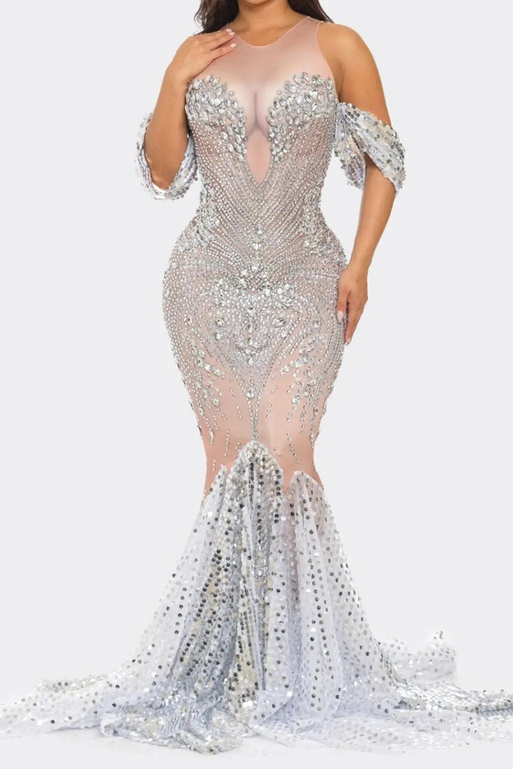 Valerie 3D Cleavage Diamante Maxi Dress Dress Epicplacess
