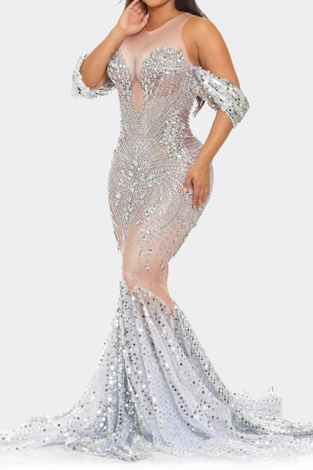 Valerie 3D Cleavage Diamante Maxi Dress Dress Epicplacess
