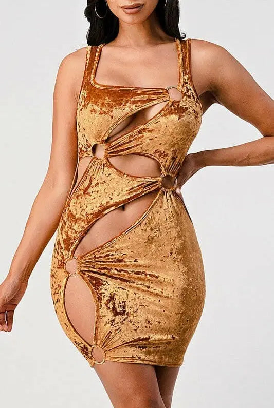 Say Nothing velvet Mini Dress - Silver Dress Epicplacess L Gold