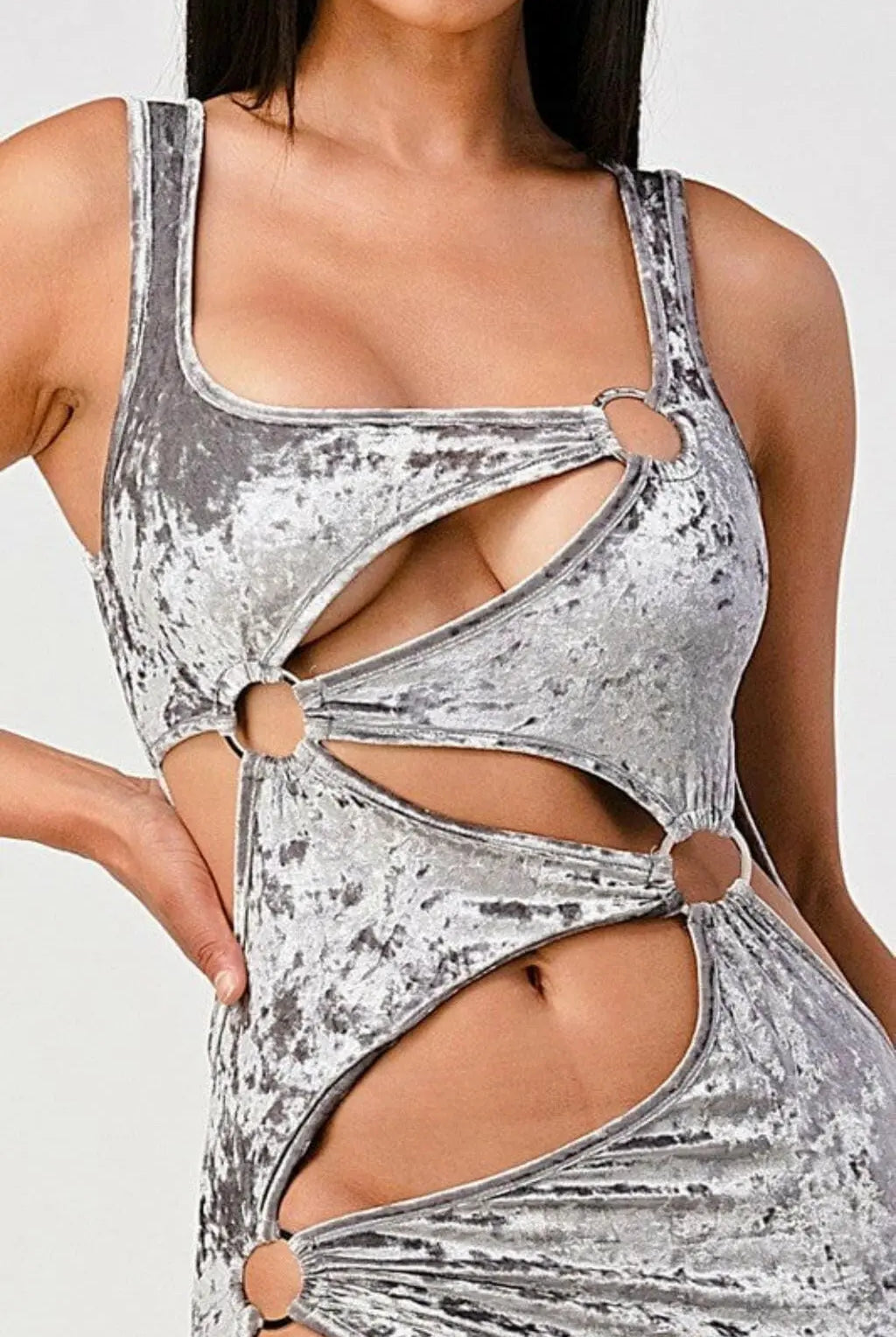 Say Nothing velvet Mini Dress - Silver Dress Epicplacess