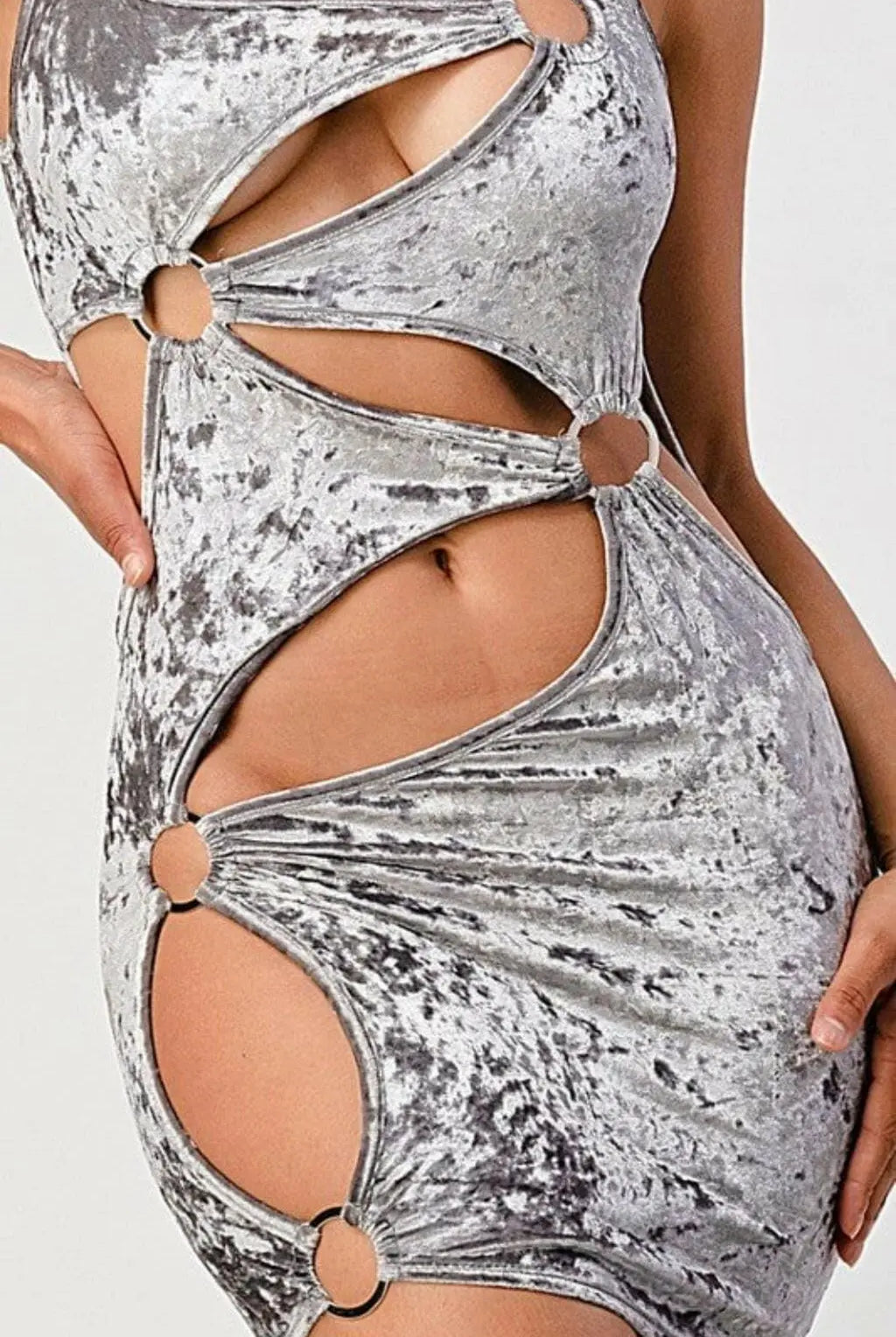 Say Nothing velvet Mini Dress - Silver Dress Epicplacess