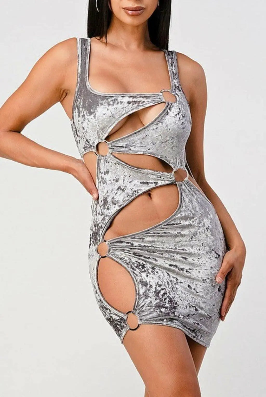 Say Nothing velvet Mini Dress - Silver Dress Epicplacess M Silver