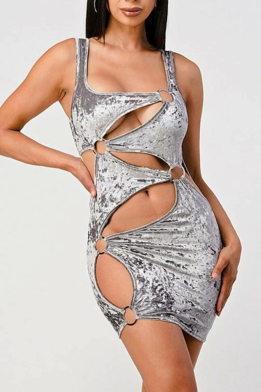Say Nothing velvet Mini Dress - Silver - Epicplacess