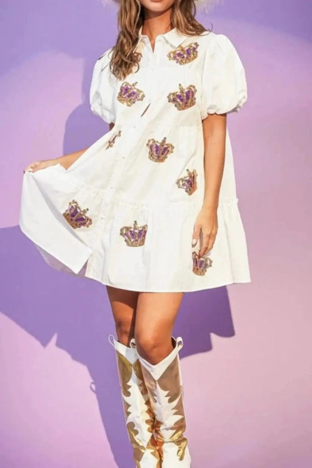 Crown The Queen Babydoll Mini Dress Dress Epicplacess M White