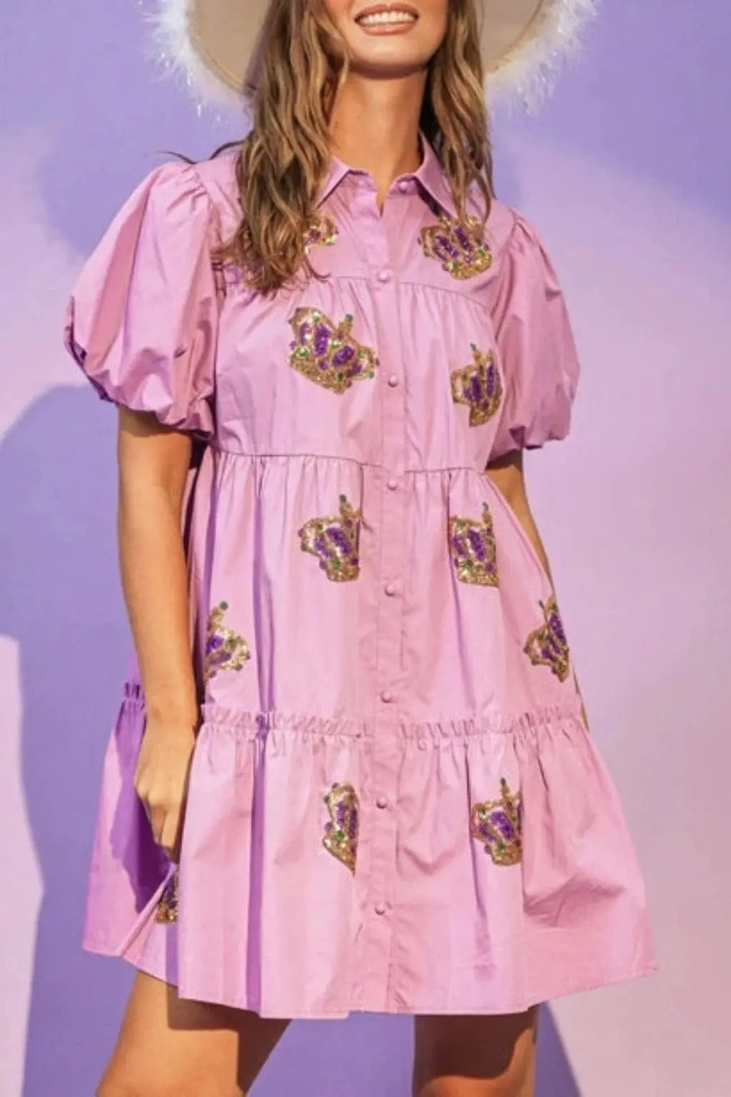 Crown The Queen Babydoll Mini Dress Dress Epicplacess M Violet
