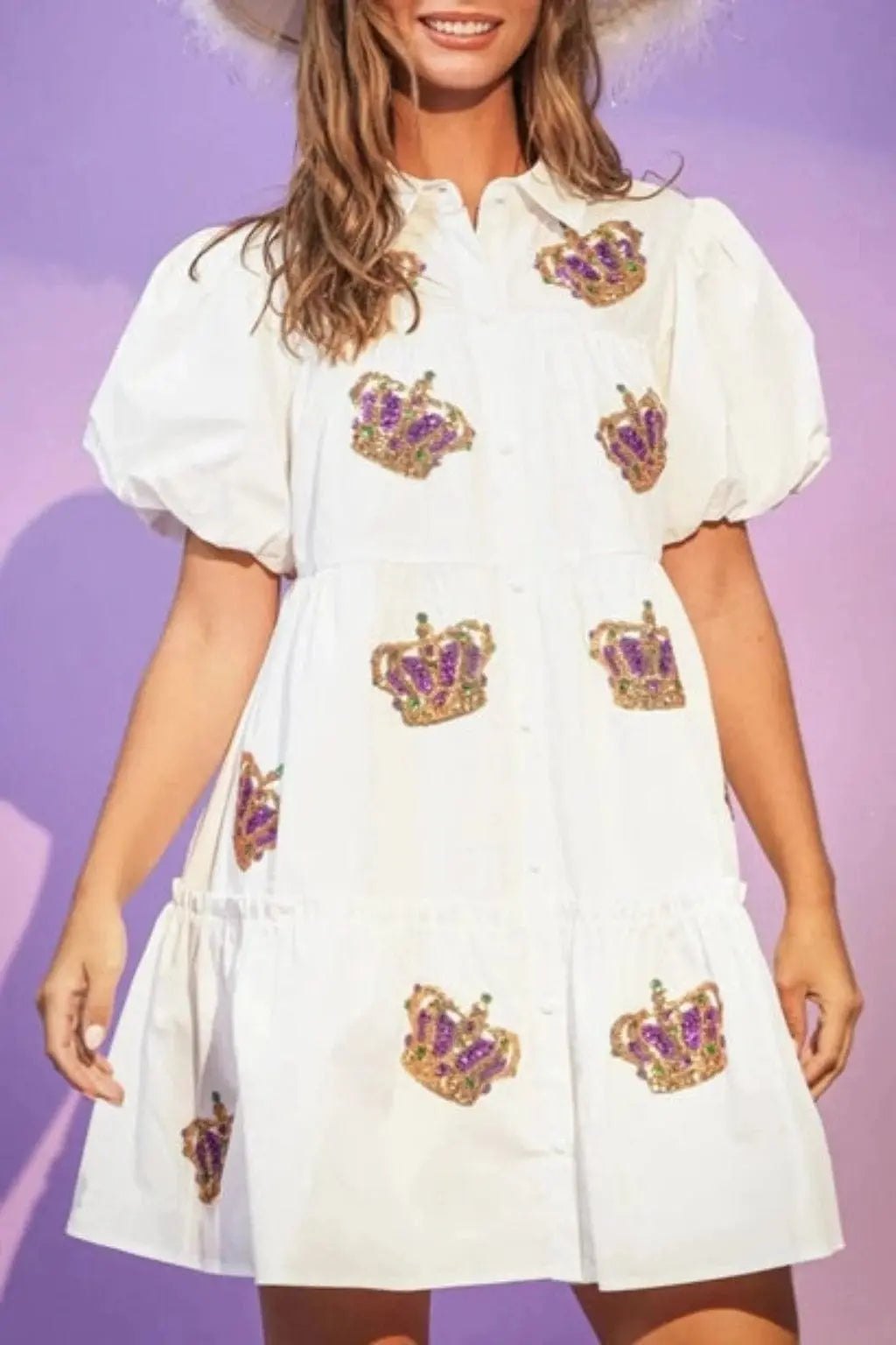 Crown The Queen Babydoll Mini Dress Dress Epicplacess S White