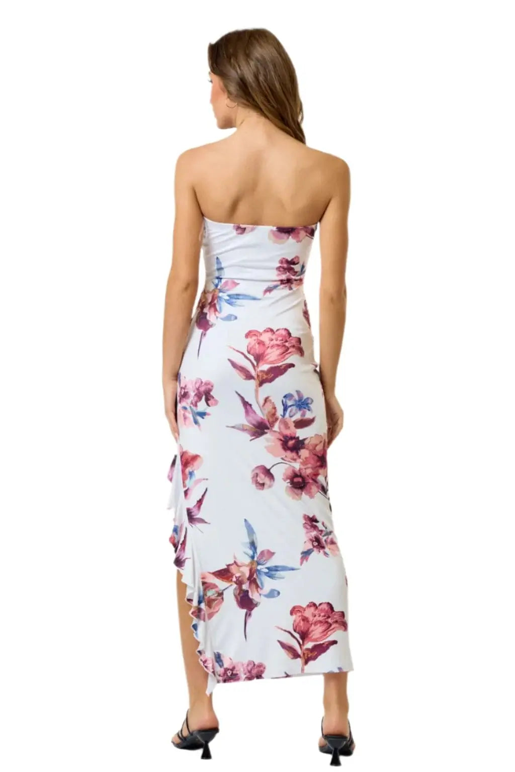 Queen Night Satin Floral Print Maxi Dress Dress Epicplacess M White