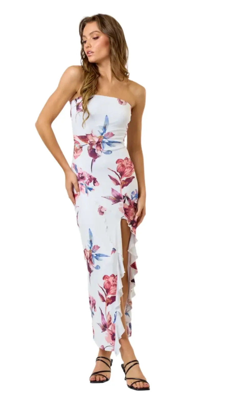 Queen Night Satin Floral Print Maxi Dress Dress Epicplacess