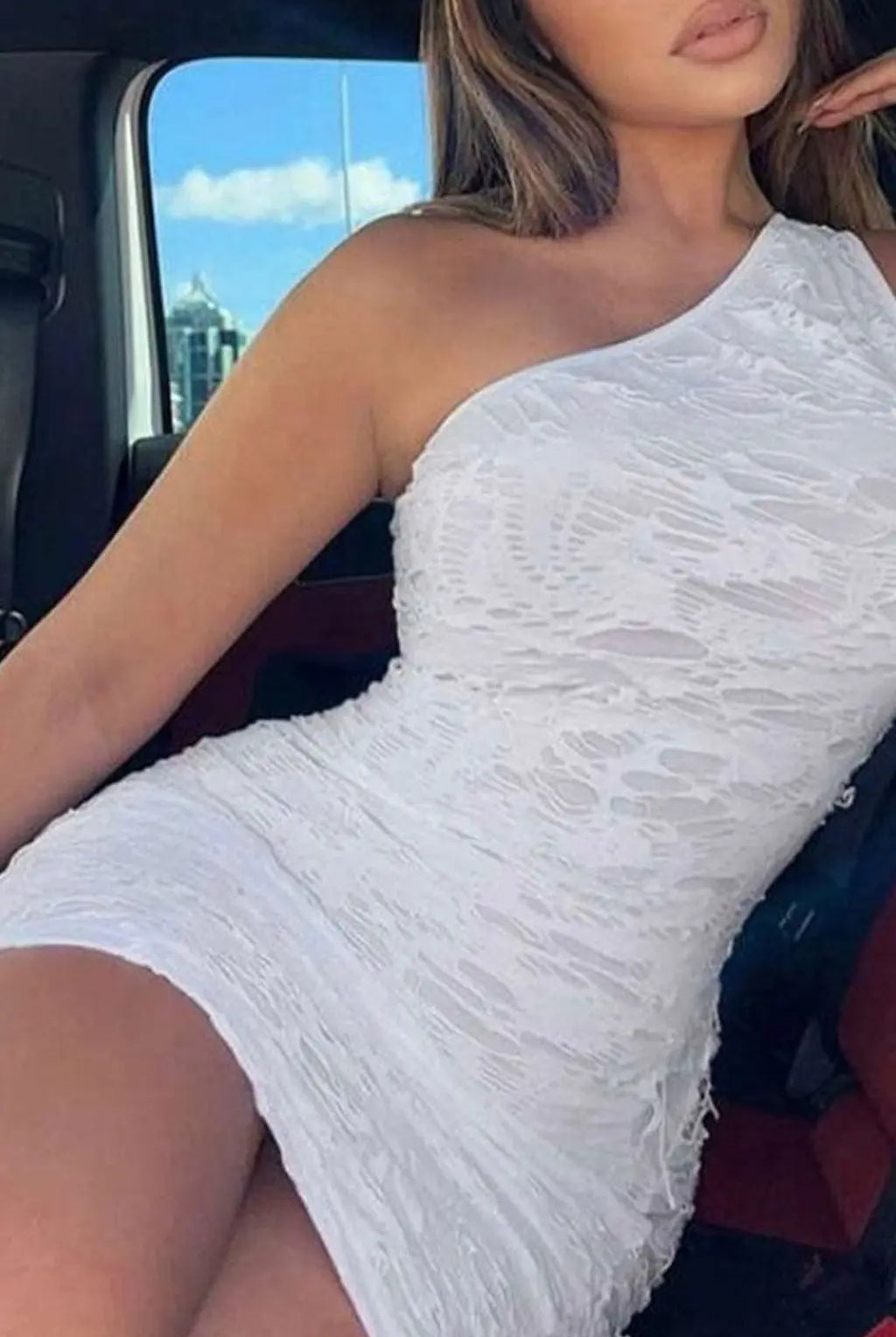 Ragged Mina Lace Mini Dress-White Dress Epicplacess